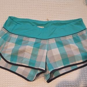 lululemon athletica Teal and Gray Plaid Athletic Shorts